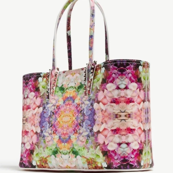 π2XHP Christian Louboutin CABATA Spiked Studded Paris Blooming Floral Tote Bag - Picture 5 of 16